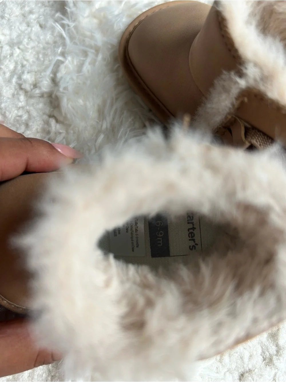 Carter’s Baby Girl Faux Fur Bow Boots Brown 6-9M
